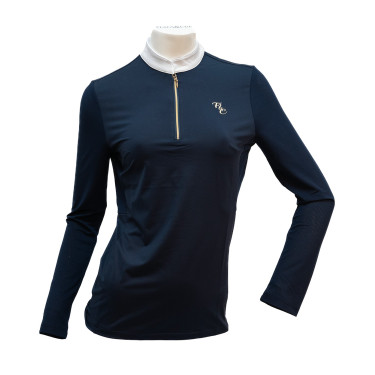 Pólo de concurso Flags & Cup Andria para mulher de mangas compridas Marinho Azul-marinho