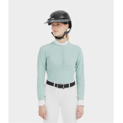 Camisa Horse Pilot de manga comprida feminina Aerolight Verde água Azul