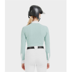 Camisa Horse Pilot de manga comprida feminina Aerolight Verde água Azul