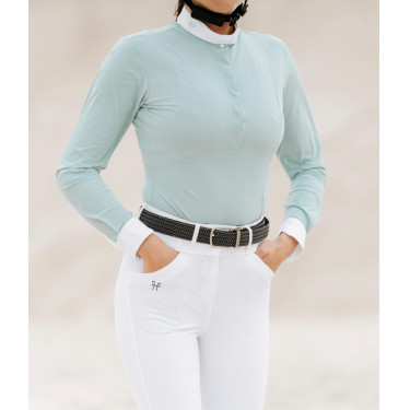Camisa Horse Pilot de manga comprida feminina Aerolight Verde água Azul