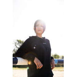 Sweatshirt de equitação com capuz Horse Pilot feminino Preto