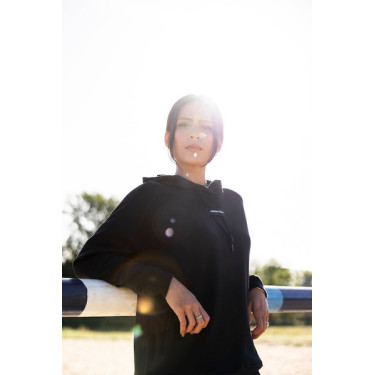 Sweatshirt de equitação com capuz Horse Pilot feminino Preto