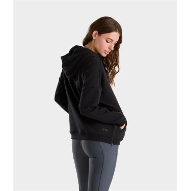 Sweatshirt de equitação com capuz Horse Pilot feminino Preto