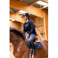 Sweatshirt de equitação Horse Pilot em lã merino feminino Noite escura Preto Sweatshirt de equitação Horse Pilot em lã merino feminino Noite escura Preto