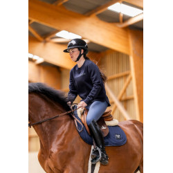 Sweatshirt de equitação Horse Pilot em lã merino feminino Noite escura Preto