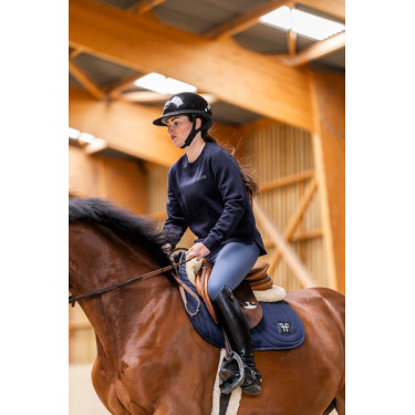 Sweatshirt de equitação Horse Pilot em lã merino feminino Noite escura Preto