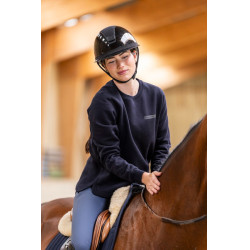 Sweatshirt de equitação Horse Pilot em lã merino feminino Noite escura Preto