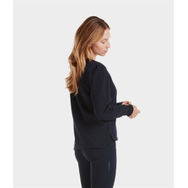 Sweatshirt de equitação Horse Pilot em lã merino feminino Noite escura Preto