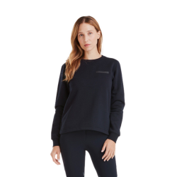 Sweatshirt de equitação Horse Pilot em lã merino feminino Noite escura Preto