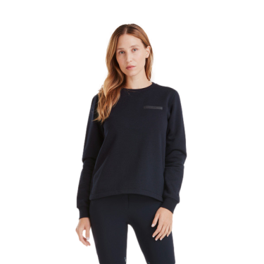 Sweatshirt de equitação Horse Pilot em lã merino feminino Noite escura Preto