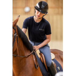 T-shirt de equitação Horse Pilot em lã merino para mulher Noite escura Preto