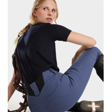 T-shirt de equitação Horse Pilot em lã merino para mulher Noite escura Preto