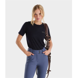 T-shirt de equitação Horse Pilot em lã merino para mulher Noite escura Preto