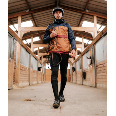 Casaco curto de chuva de equitação Raintech masculino da Horse Pilot Marrom dourado Castanho