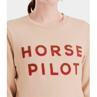 Sweatshirt de equitação Horse Pilot Team Shirt mulher Areia Amarelo Sweatshirt de equitação Horse Pilot Team Shirt mulher Areia Amarelo