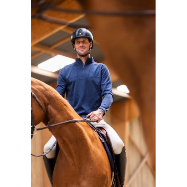 T-shirt térmico de equitação Horse Pilot masculino Marinho Azul-marinho