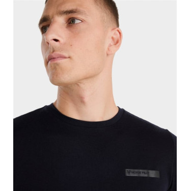 T-shirt de equitação Horse Pilot em lã merino para homem Noite escura Preto