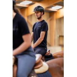 T-shirt de equitação Horse Pilot em lã merino para homem Noite escura Preto