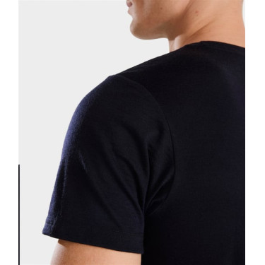 T-shirt de equitação Horse Pilot em lã merino para homem Noite escura Preto