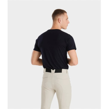 T-shirt de equitação Horse Pilot em lã merino para homem Noite escura Preto