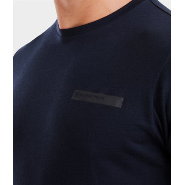 T-shirt de equitação Horse Pilot em lã merino para homem Noite escura Preto