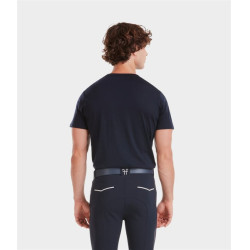 T-shirt de equitação Horse Pilot em lã merino para homem Noite escura Preto