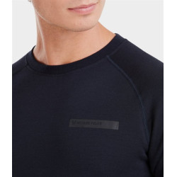 Sweatshirt de equitação Horse Pilot em lã merino masculino Noite escura Preto