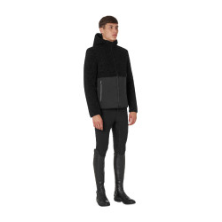 Casaco impermeável masculino com inserções em tecido Teddy Equestro Preto Casaco impermeável masculino com inserções em tecido Teddy Equestro Preto