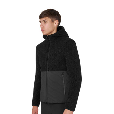 Casaco impermeável masculino com inserções em tecido Teddy Equestro Preto Casaco impermeável masculino com inserções em tecido Teddy Equestro Preto