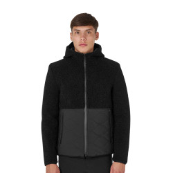 Casaco impermeável masculino com inserções em tecido Teddy Equestro Preto Casaco impermeável masculino com inserções em tecido Teddy Equestro Preto