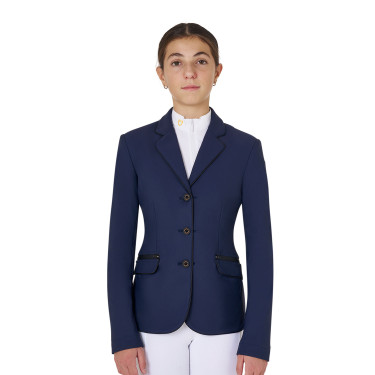 Casaco de concurso Equestro para menina em tecido técnico Blazer marinho Azul-marinho