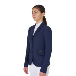 Casaco de concurso Equestro para menina em tecido técnico Blazer marinho Azul-marinho