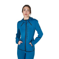 Sweatshirt técnico feminino em jersey com fecho éclair Equestro Camafeu rosa