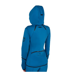 Sweatshirt técnico feminino em jersey com fecho éclair Equestro Azul coral
