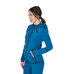 Sweatshirt técnico feminino em jersey com fecho éclair Equestro Azul coral