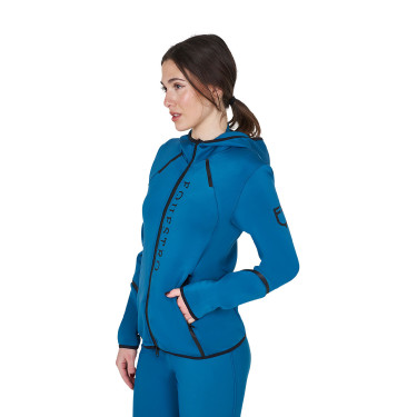 Sweatshirt técnico feminino em jersey com fecho éclair Equestro Azul coral