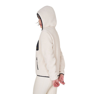 Sweatshirt feminino de lã com bolso Equestro Branco antigo Bege