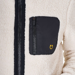 Sweatshirt feminino de lã com bolso Equestro Branco antigo Bege