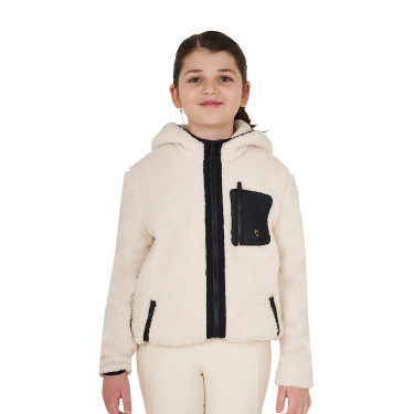 Sweatshirt de lã polar infantil com zíper Equestro Branco antigo Bege