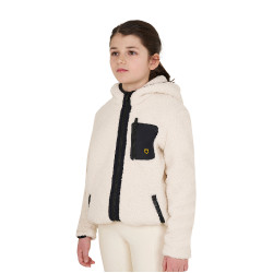 Sweatshirt de lã polar infantil com zíper Equestro Branco antigo Bege