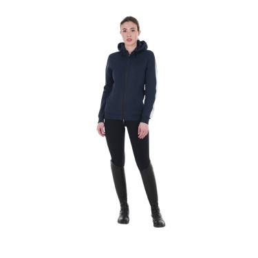 Sweatshirt com capuz Equestro feminino com zíper Blazer marinho Azul-marinho