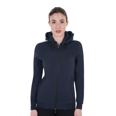 Sweatshirt com capuz Equestro feminino com zíper Blazer marinho Azul-marinho