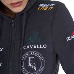 Moletom com capuz feminino com multi-logotipo novo Equestro Asfalto Cinzento
