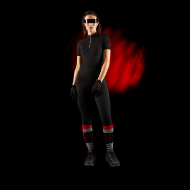 Polo feminino Equestro Ridertechnology de manga curta com zíper Preto Polo feminino Equestro Ridertechnology de manga curta com zíper Preto