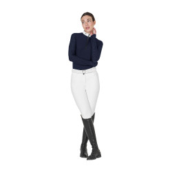 Polo de competição slim fit feminino com inserções em malha Equestro Blazer marinho Azul-marinho