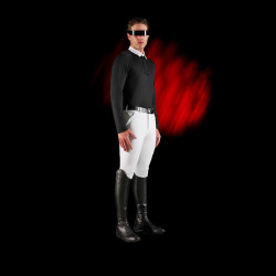 Camisa de competição masculina Equestro Ridertechnology de mangas compridas com botões Preto