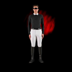Camisa de competição masculina Equestro Ridertechnology de mangas compridas com botões Preto