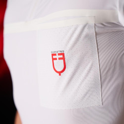 Polo de competição masculino Equestro Ridertechnology de mangas curtas com zíper Branco Polo de competição masculino Equestro Ridertechnology de mangas curtas com zíper Branco