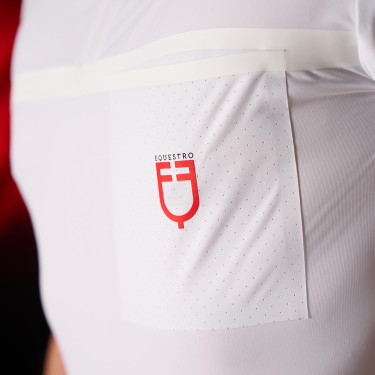 Polo de competição masculino Equestro Ridertechnology de mangas curtas com zíper Branco Polo de competição masculino Equestro Ridertechnology de mangas curtas com zíper Branco