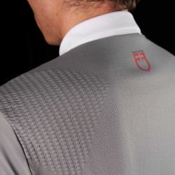 Polo de competição masculino Equestro Ridertechnology com mangas curtas e botões Pássaro zombeteiro Cinzento